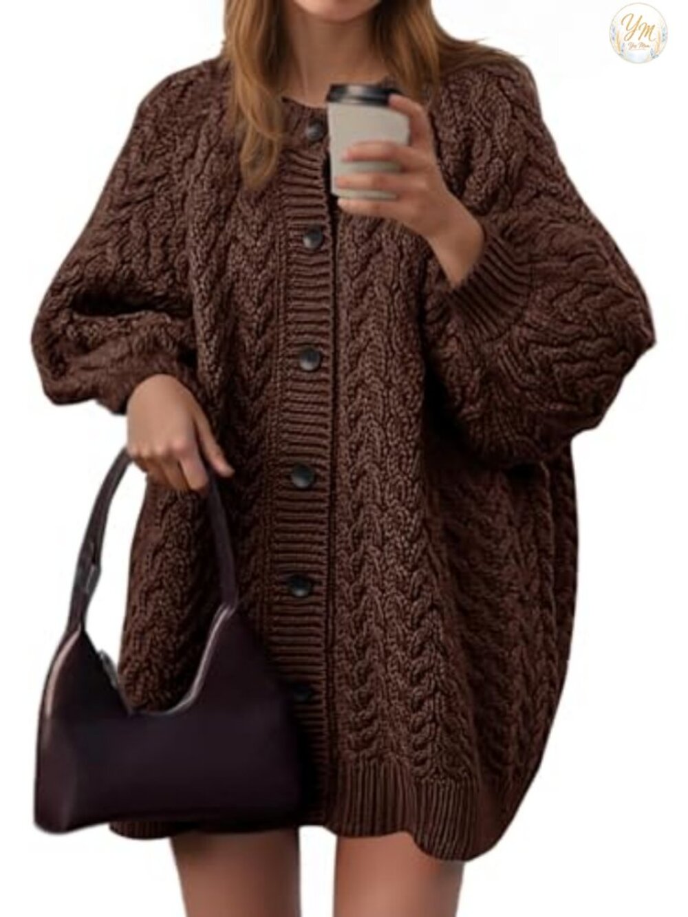 Womens Cable Knit Cardigan Oversized Chunky Button Down Fall Sweater